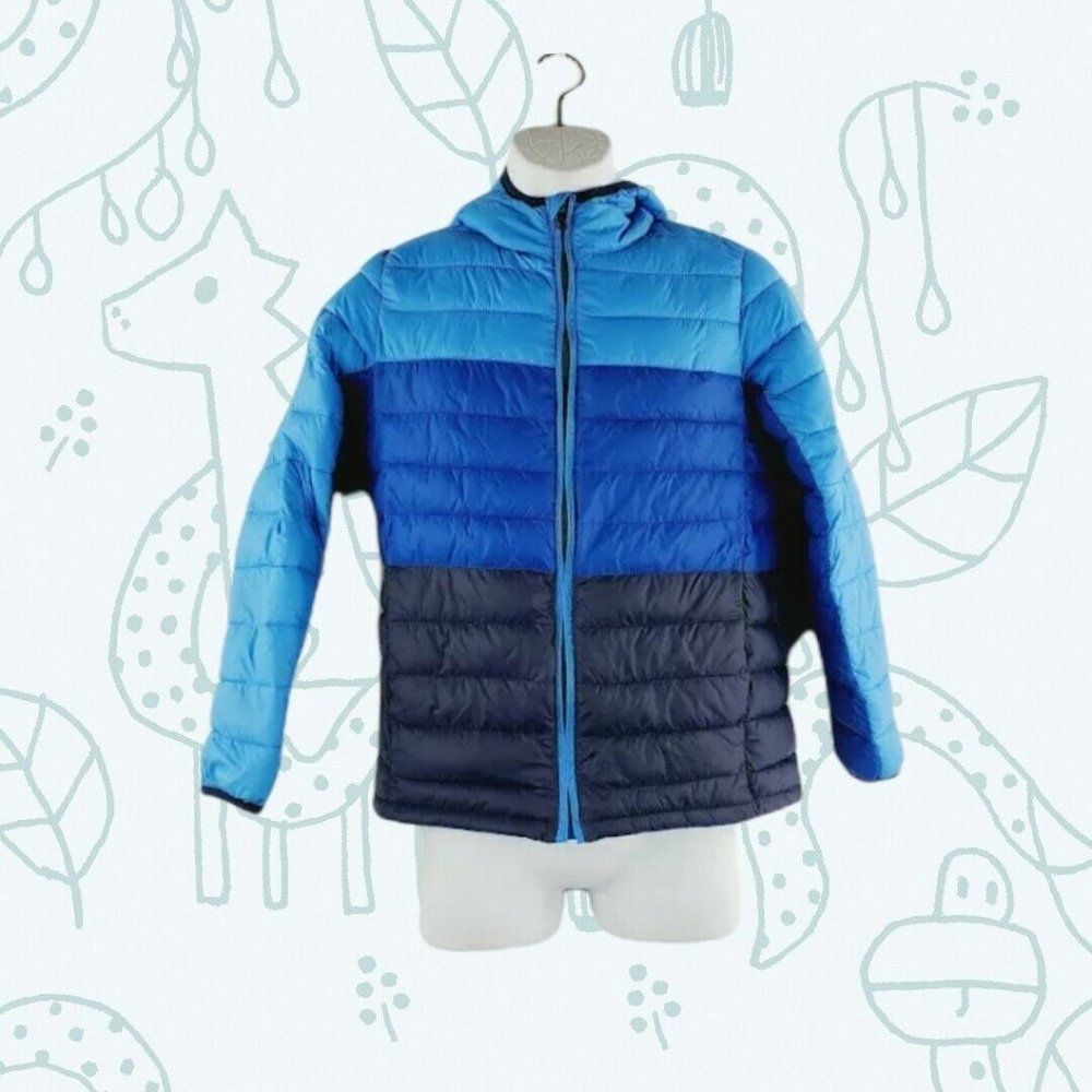 Gap Boys Blue Long Sleeve Pockets Full Zip‎ Hooded Puffer Jacket Size XL Regular